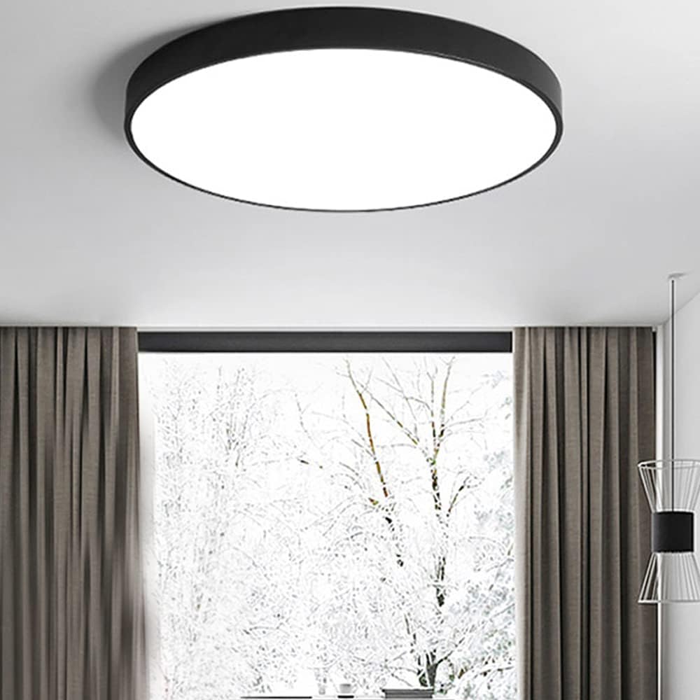 Plafoniera Led Rotunda 50Cm Ultra-Thin Black Echivalent 600W Ip44 Led Ceiling Light