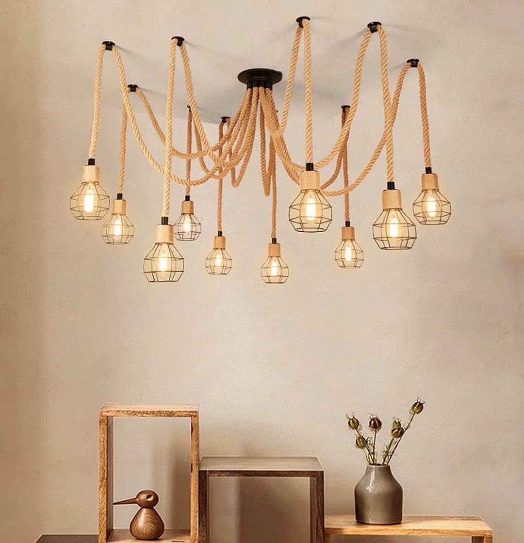 Lustra Vintage SPIDER ROPE 10xE27