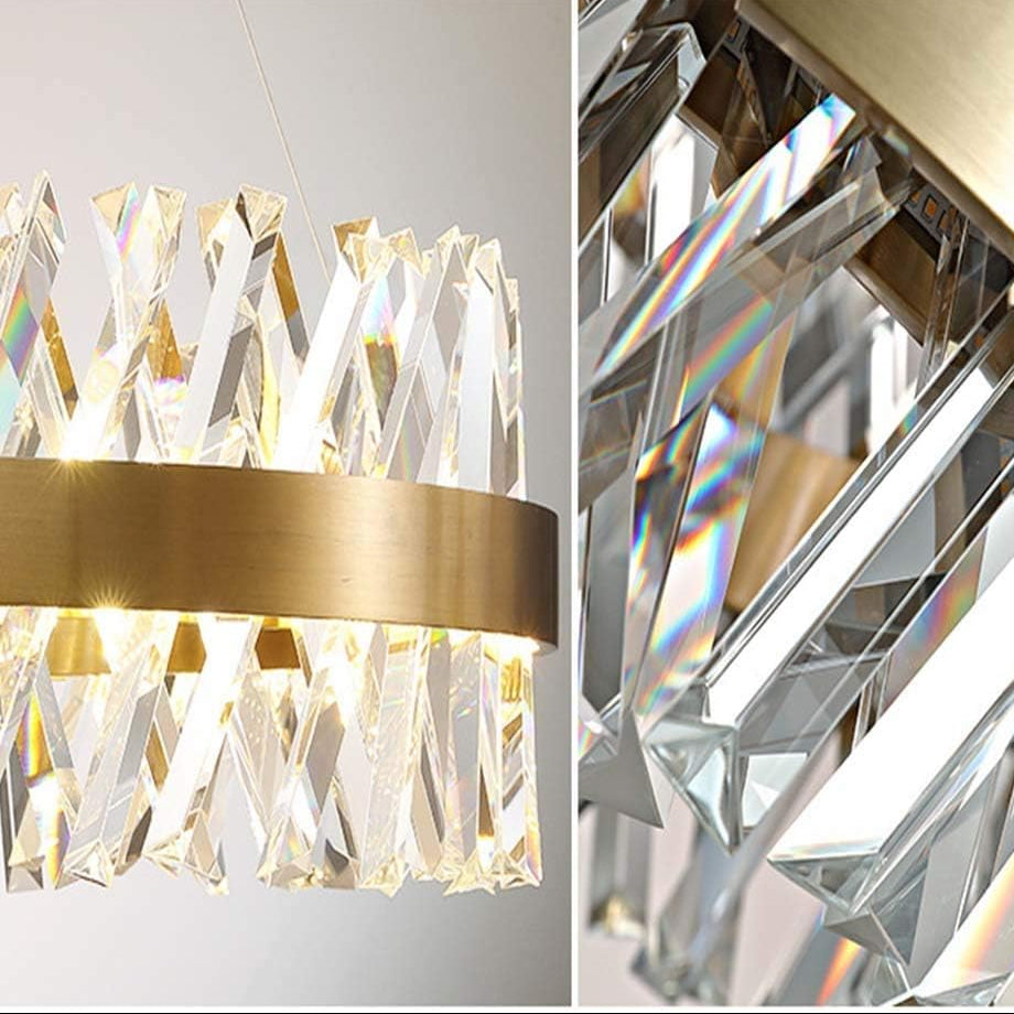 Lustra LED Suspendata Valdoria Gold Cristal Telecomanda 50CM