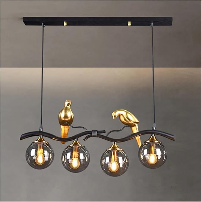 Lustra Birdy BLACK & GOLD Abajur Fumuriu 4xE14