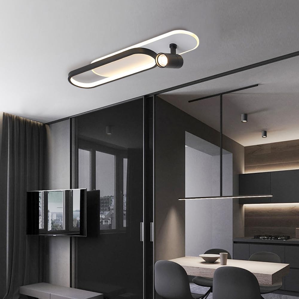 Aplica LED Cu Spoturi 60cm Alb+Negru Echivalent 200W Telecomanda