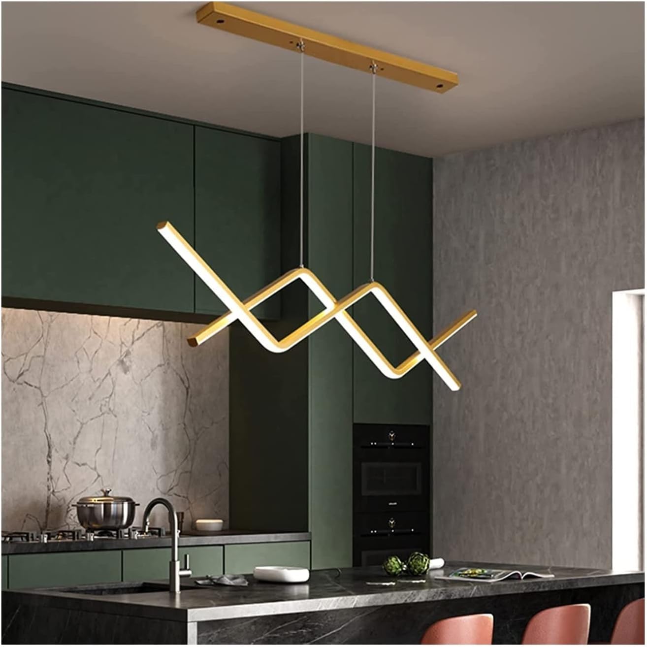 Lustra LED Suspendata GOLD LINES Echivalent 300W Telecomanda