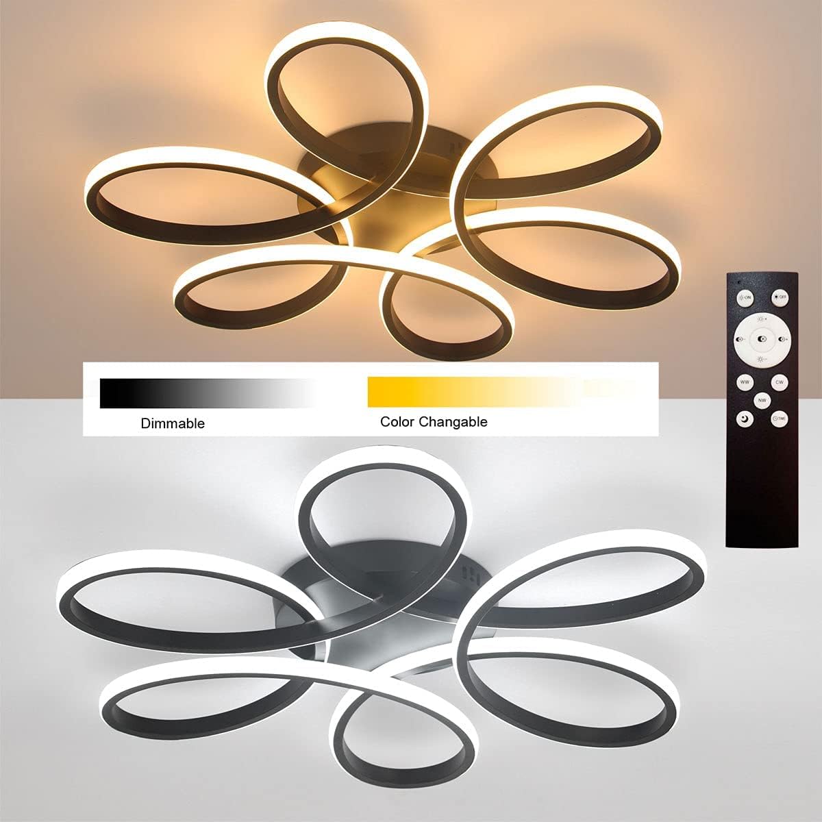 Lustra LED DAISY Black Echivalent 800W Telecomanda