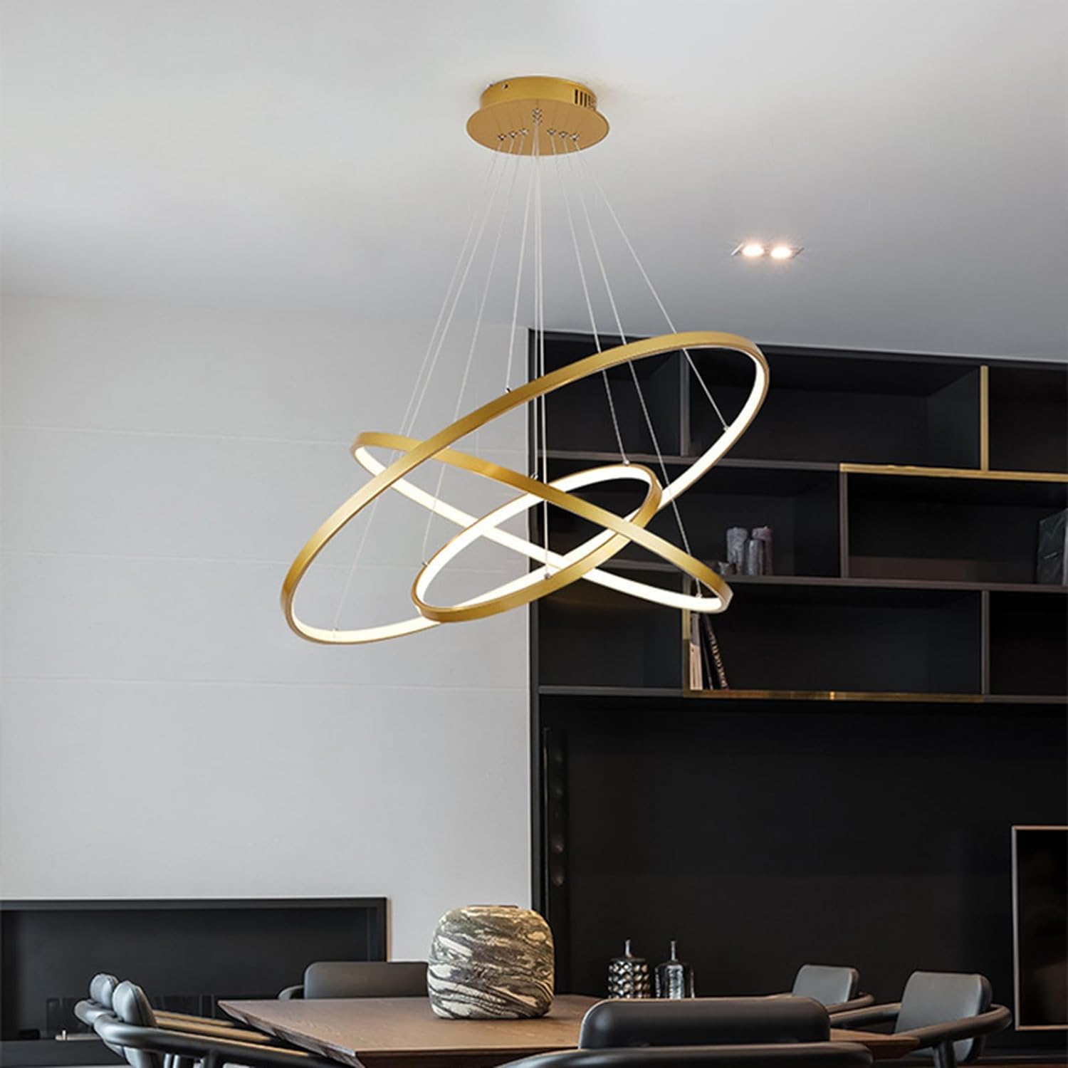 Lustra LED WONDER Gold 3 Segmente Echivalent 600W Telecomanda