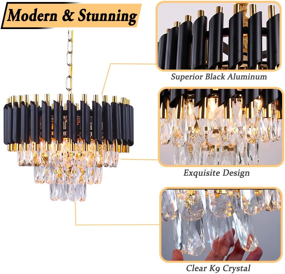 Candelabru Cristal BLACK PANTHER 300mm NEGRU + AURIU / CRISTAL / 30CM Chandeliers Crystal