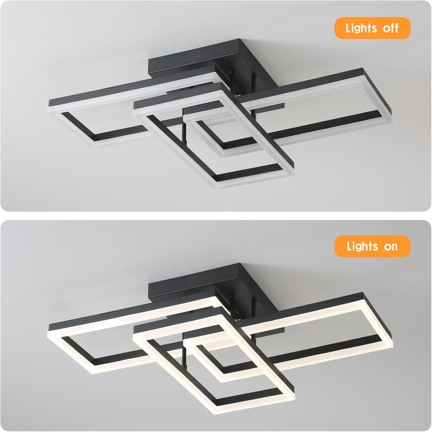 Lustra LED 3 Rectangular Shape Black Echivalent 300W Telecomanda