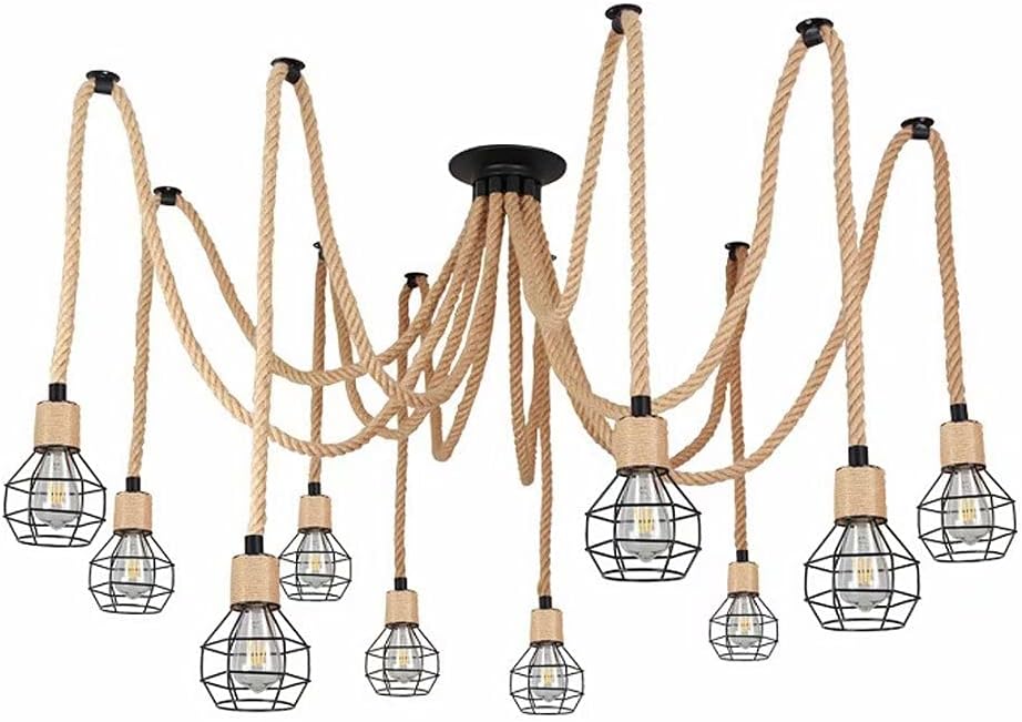 Lustra Vintage SPIDER ROPE 10xE27