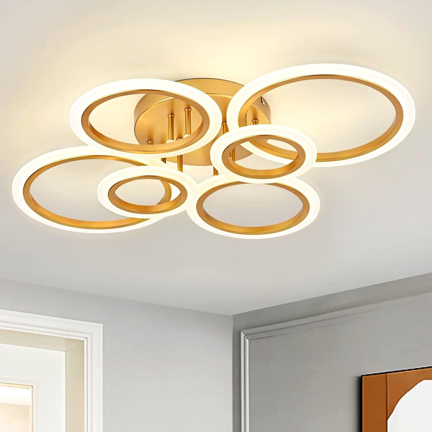 Lustra LED 4+2 CIRCLE MAXI GOLD Echivalent 600W Telecomanda