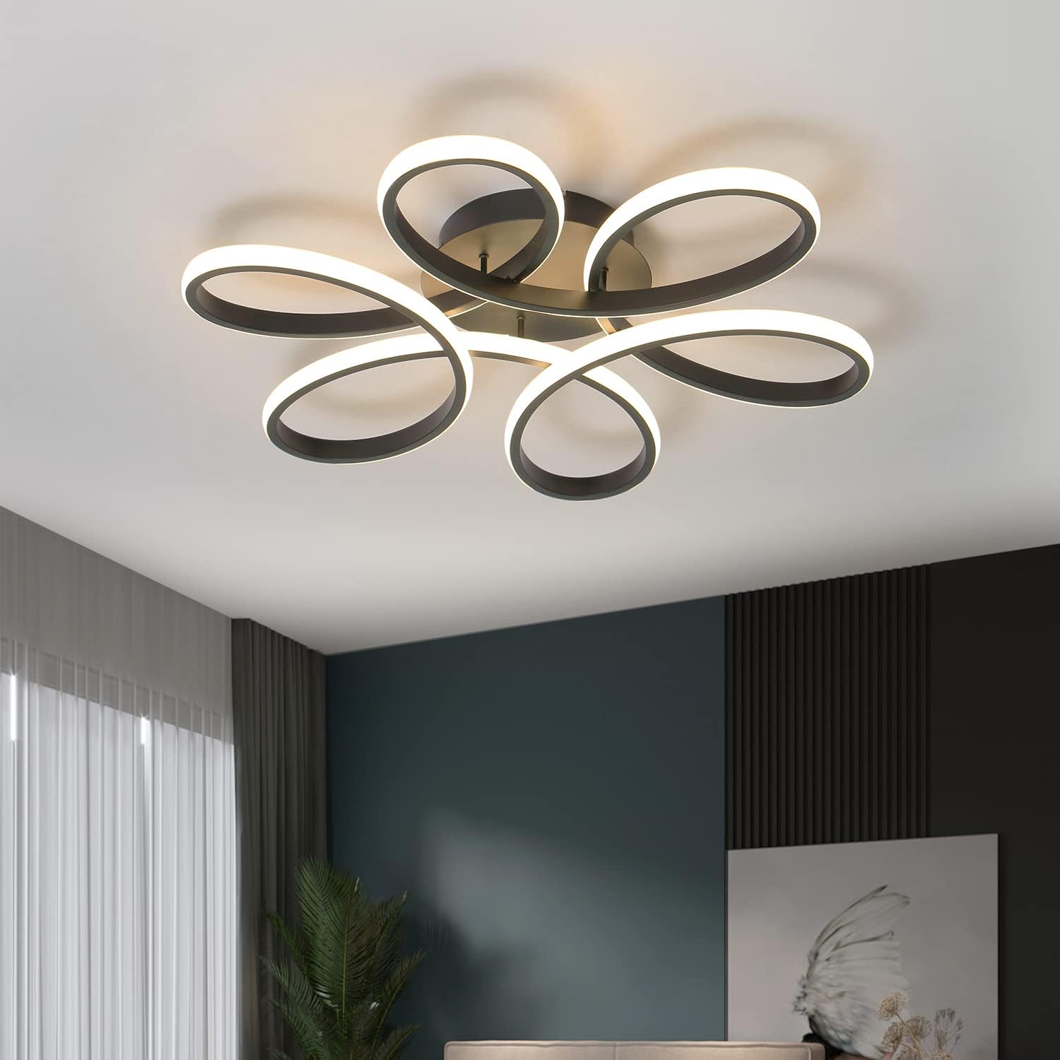 Lustra LED DAISY Black Echivalent 800W Telecomanda Lighting Fixtures