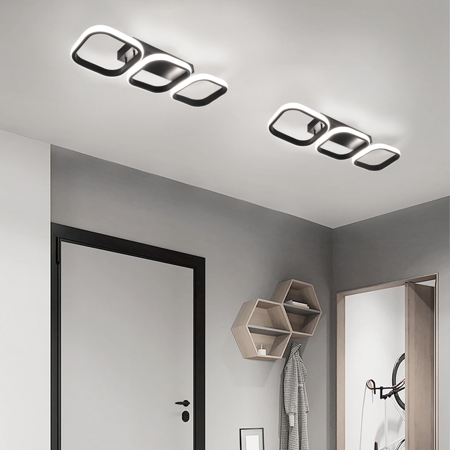 Lustra LED 60W ENZO SQUARE BLACK Echivalent 300W