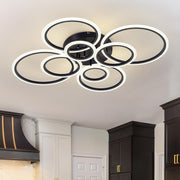 Lustra Led Circle 4 + 4 Gigant Black Design Telecomanda Echivalent 1000W Lighting Fixtures