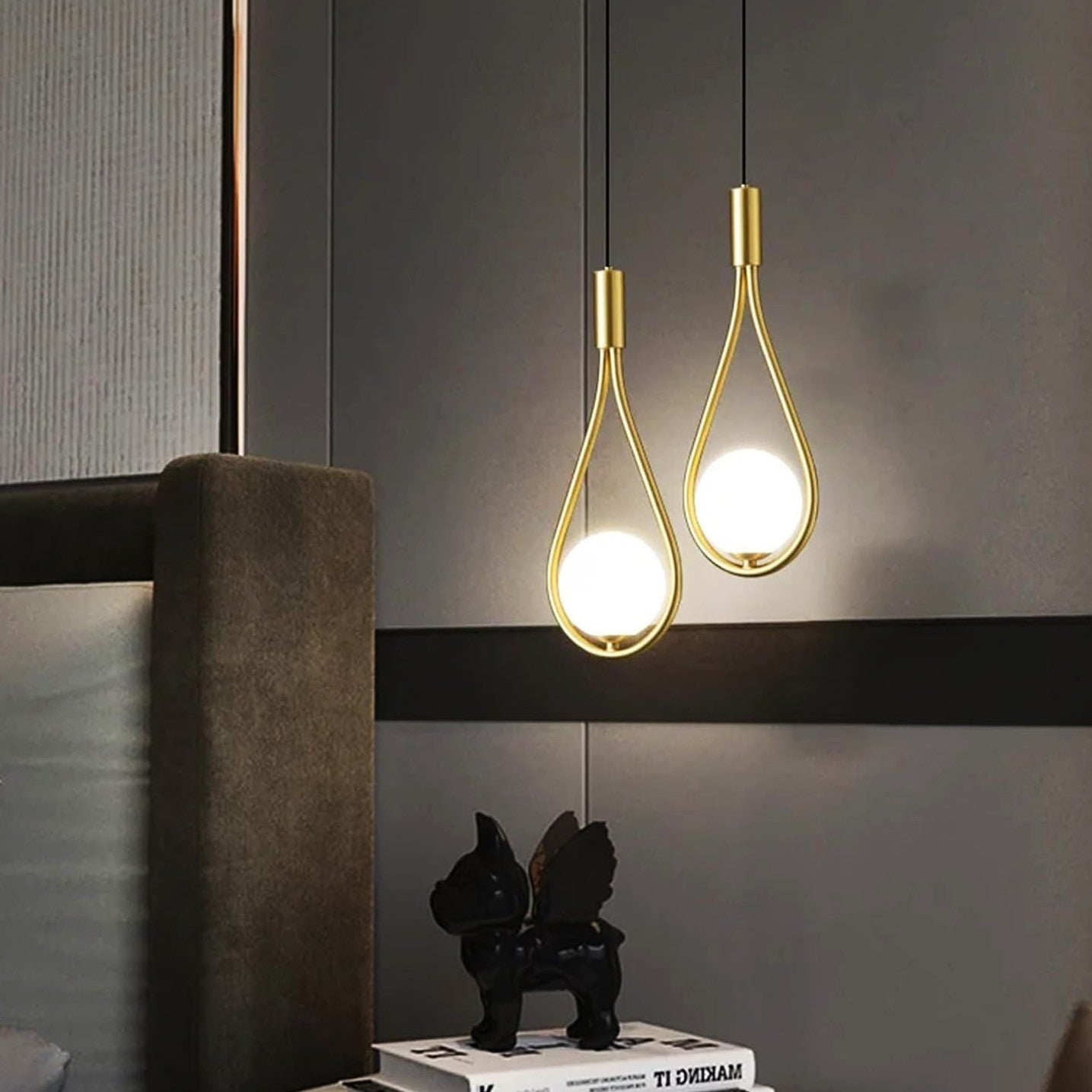 Lustra Abajur Mat Gold Tears 2xE14