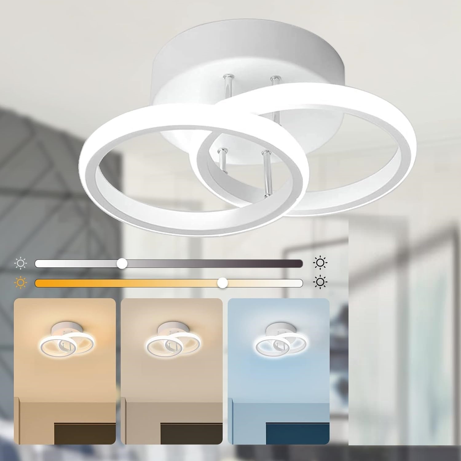 Lustra LED 28W Double RING Alb Echivalent 150W