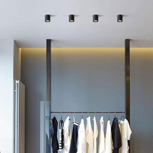 Spot LED Cilindric Aplicat Orientabil Negru 10W Lumina Calda