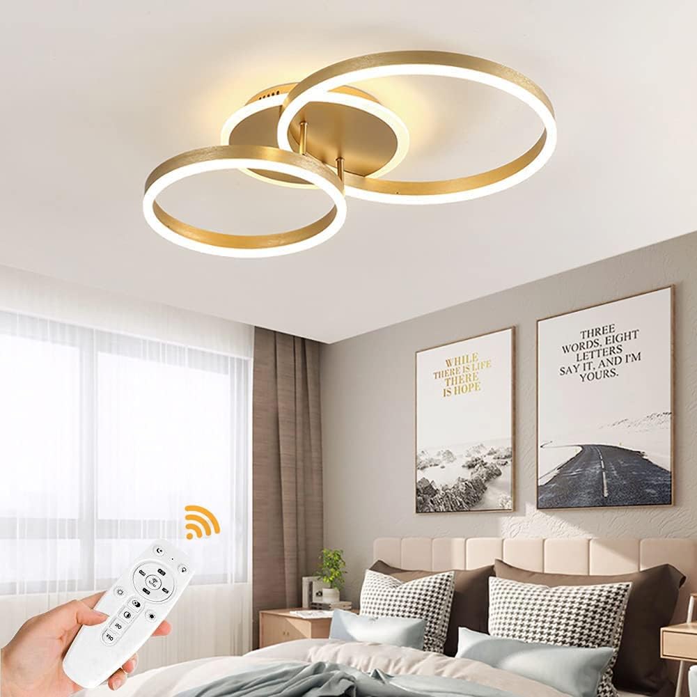 Lustra LED Beauty Gold 2 BIG Circle Echivalent 600W Telecomanda