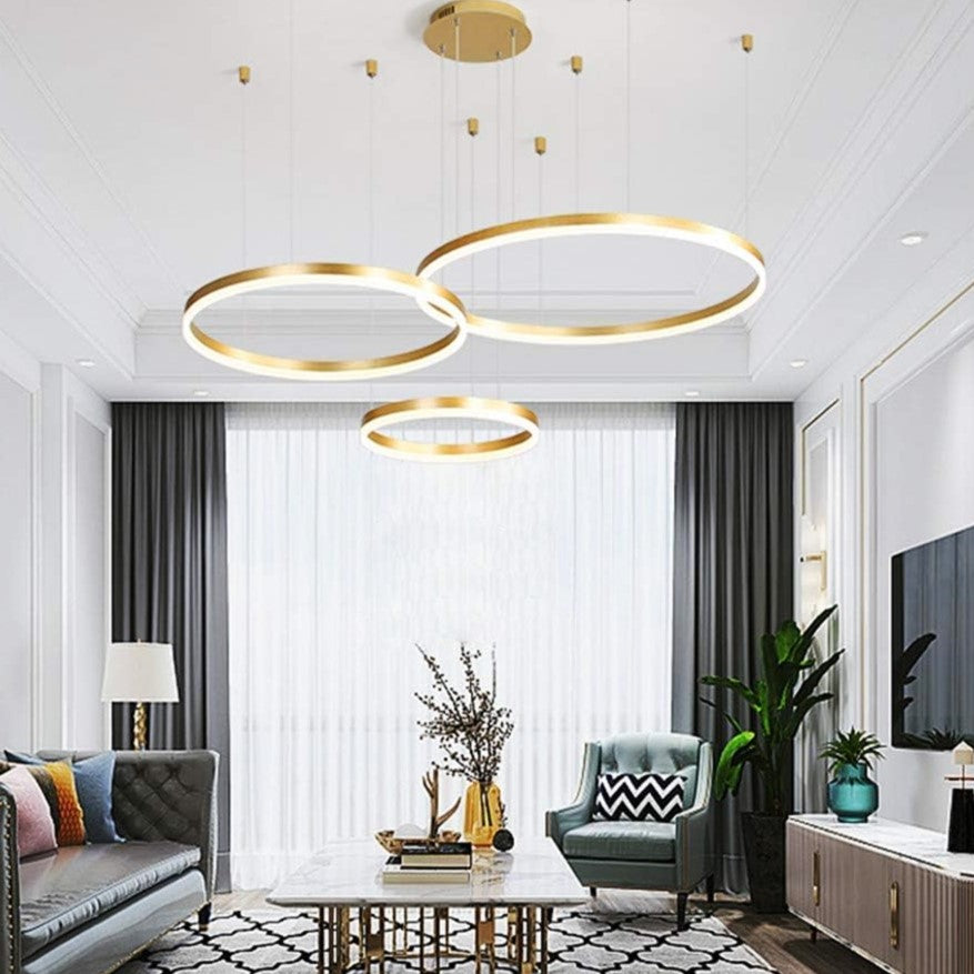 Lustra Led Wonderland Gold 3 Segmente Mobile Telecomanda - 30 + 40 + 60Cm Chandeliers