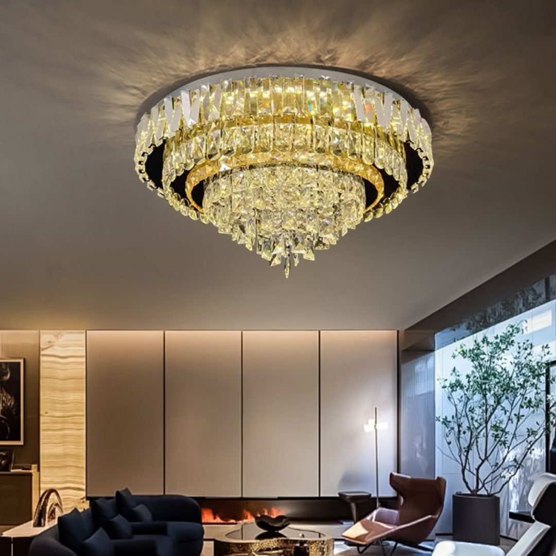 Lustra LED Cristal Aplicata Grandisomo Luce Rotunda Telecomanda