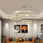 Lustra LED Cristal Gold 3 Segmente Mobile Echivalent 1000W Telecomanda