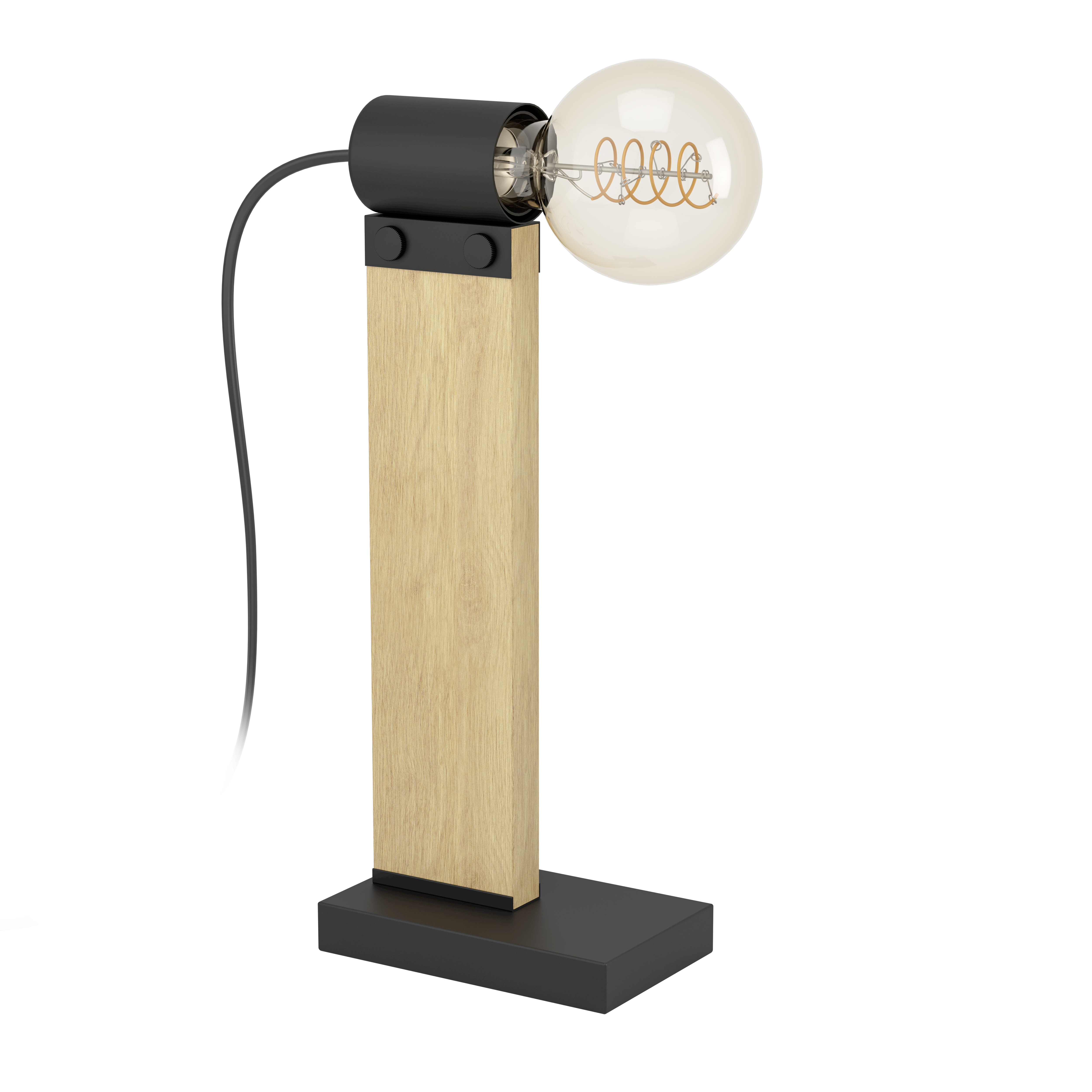 Veioza Decorativa Bailrigg Black & Wood 33CM Eglo