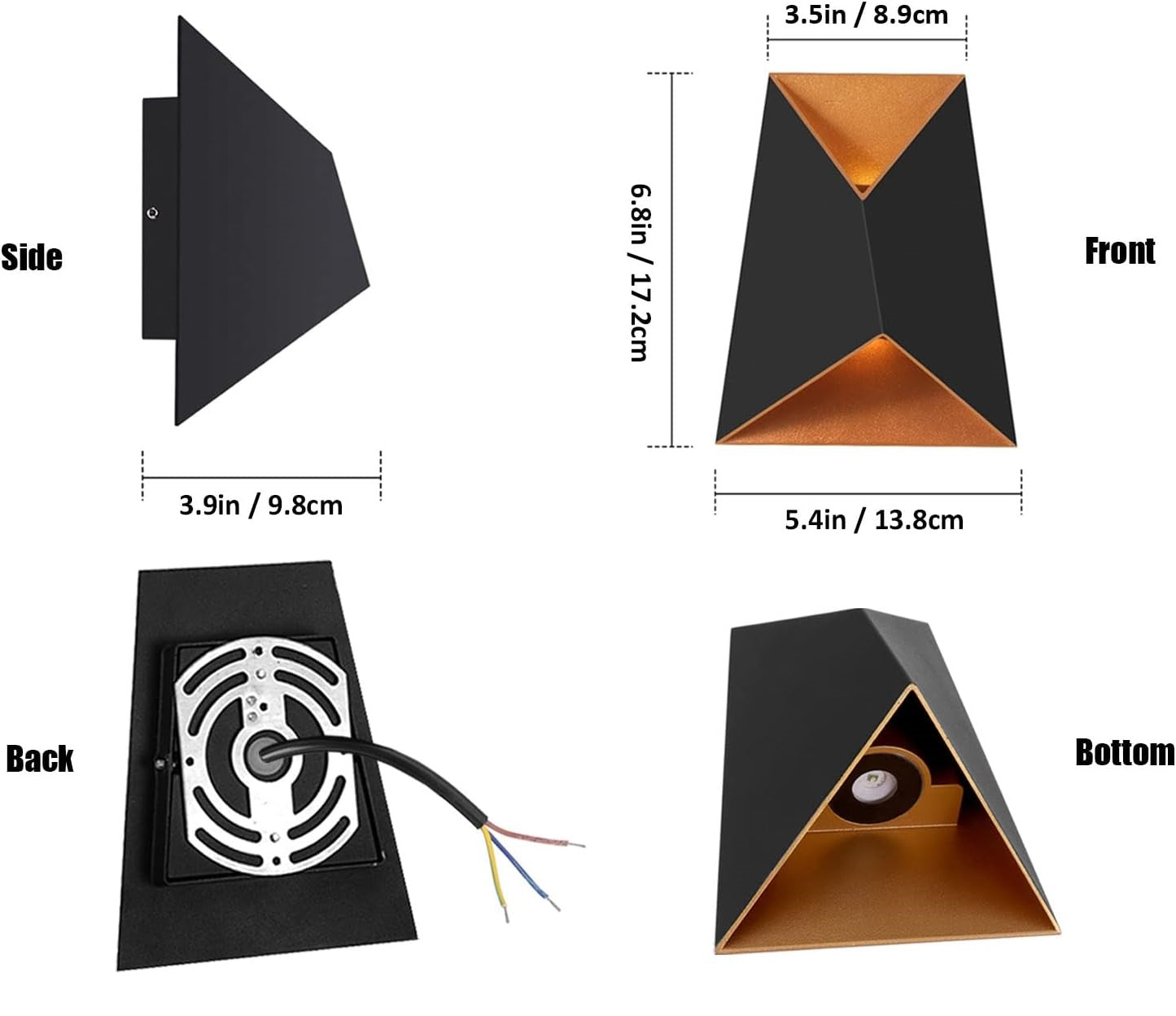 Aplica LED 10W Exterior PRISMA Neagra FY-666A/BK+GD