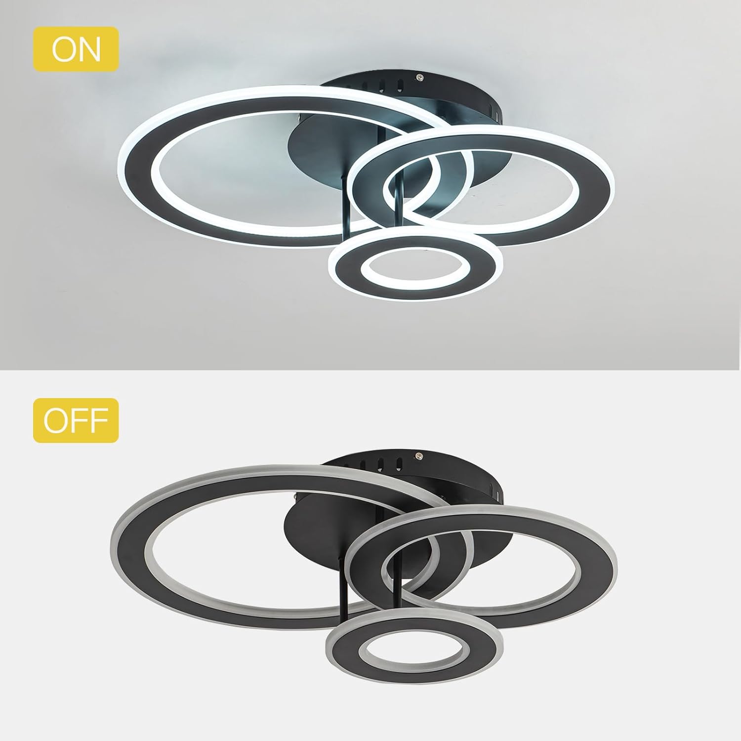 Lustra LED 100W RINGS BLACK Echivalent 300W