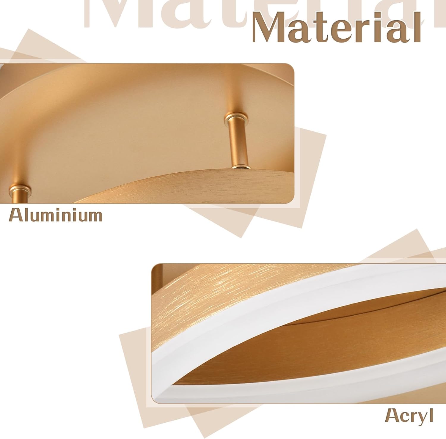 Lustra LED Beauty Gold Double Circle Echivalent 300W Telecomanda