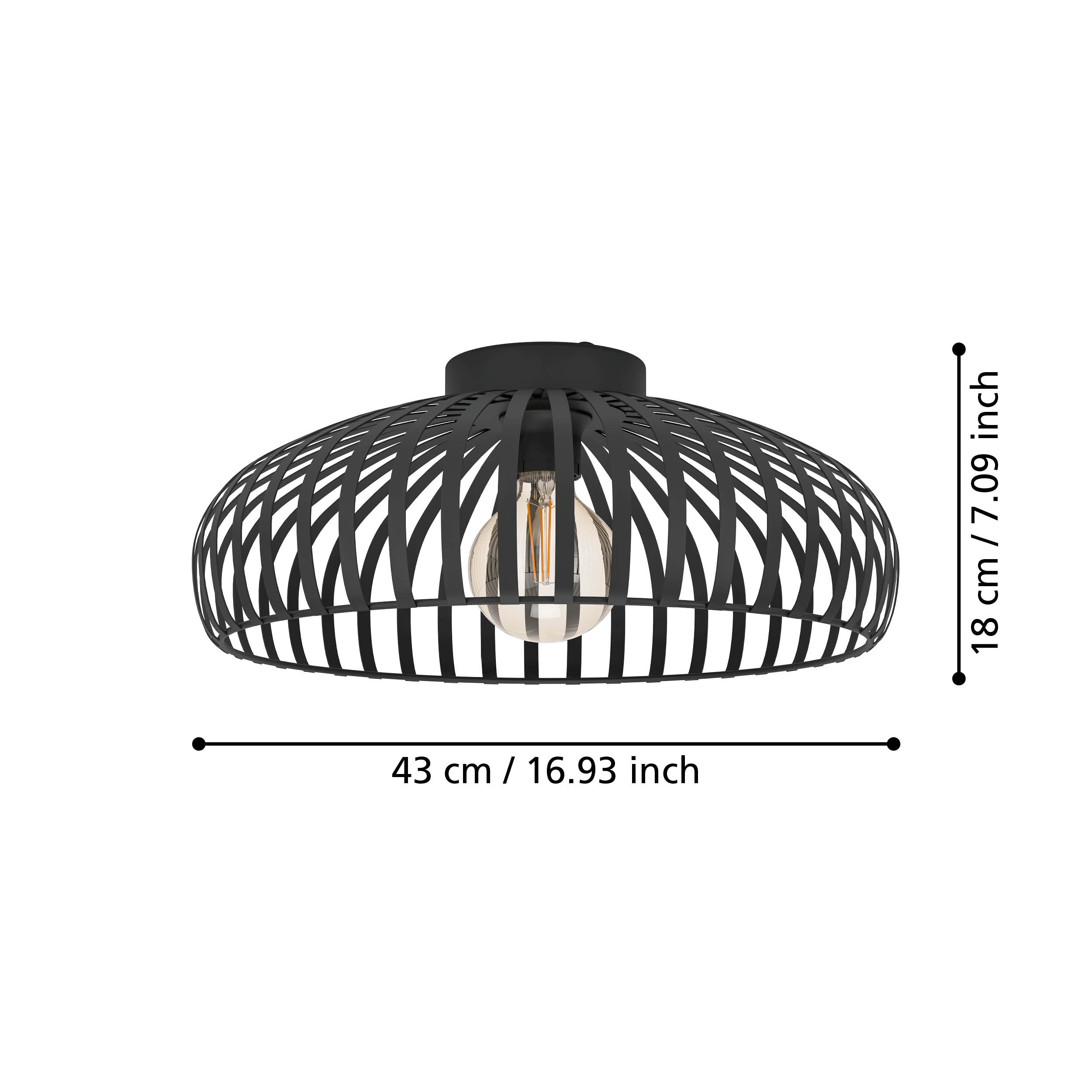 Lustra MOGANO 3 Black Ø43CM Eglo