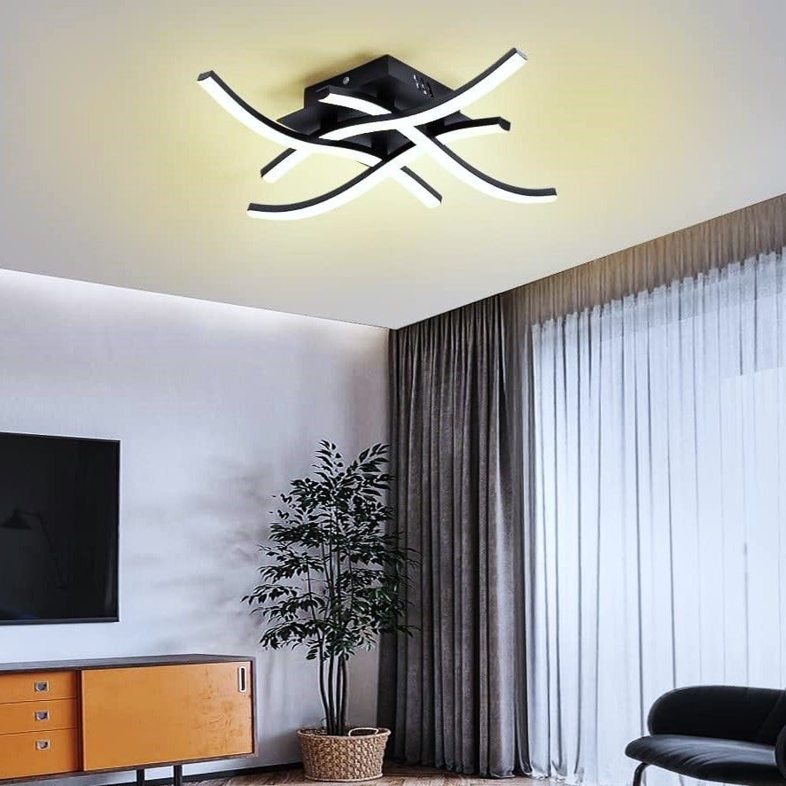 Aplica LED Waves Lines Black Echivalent 300W