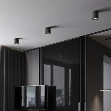 Spot LED Cilindric Aplicat Orientabil Negru 10W Lumina Calda