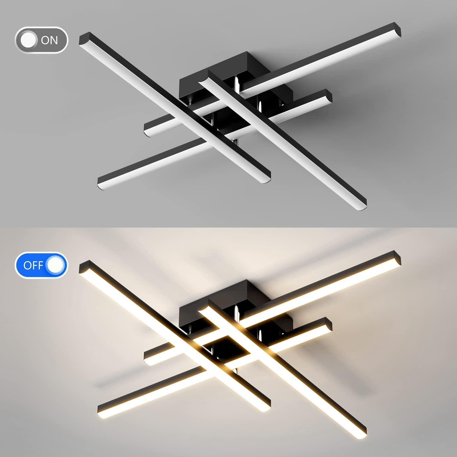 Lustra Led 4 Modern Lines Black Echivalent 400W Telecomanda Lighting Fixtures