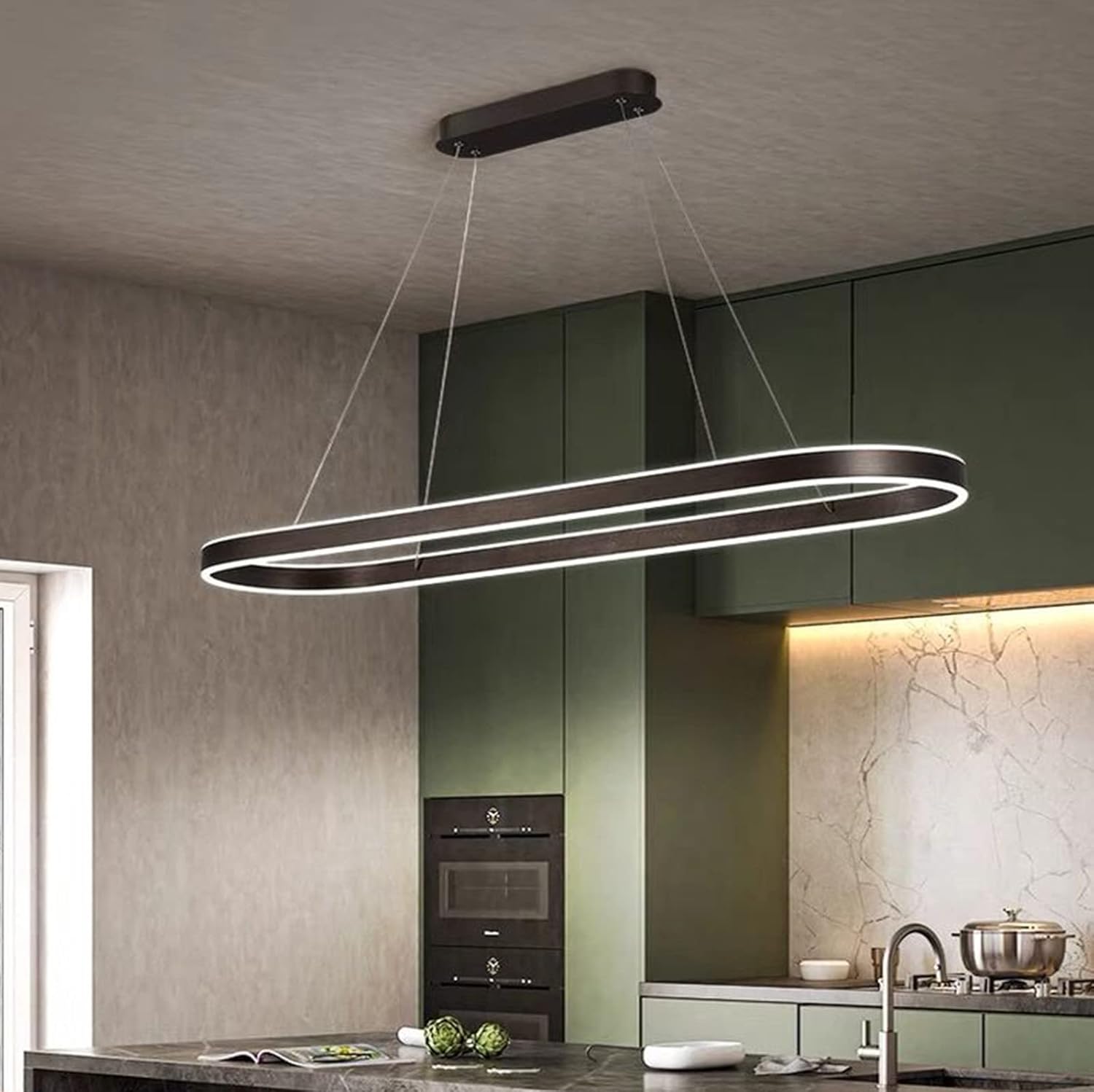 Lustra LED KING Black 1 Segment Oval Echivalent 400W Telecomanda