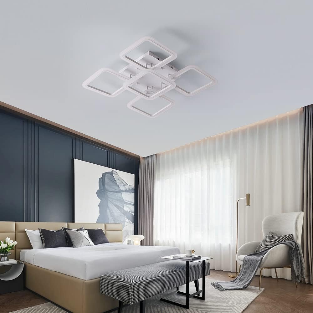 Lustra LED 4+1 Big SQUARE White 60CM Echivalent 850W Telecomanda