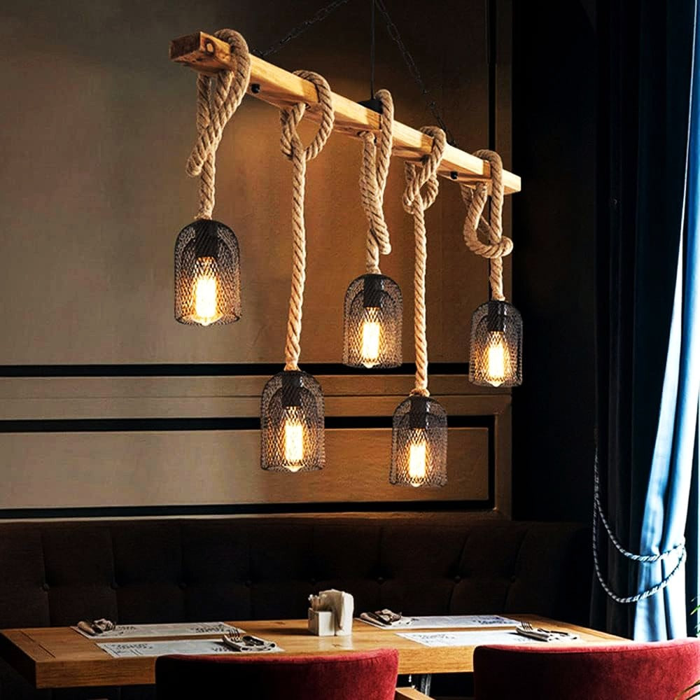 Lustra Wood Design Steel Cage 5XE27