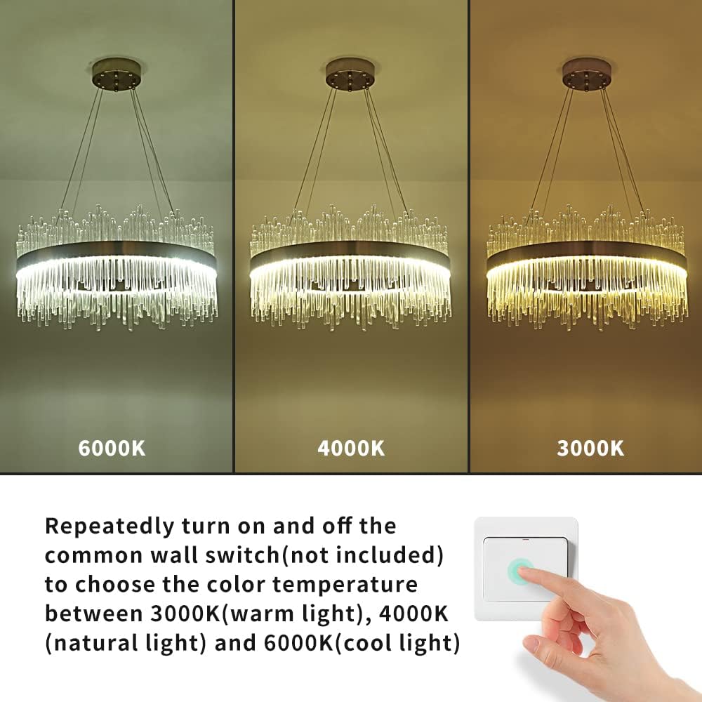 Lustra LED Suspendata CROWN Gold Cristal 80cm Echivalent 600W