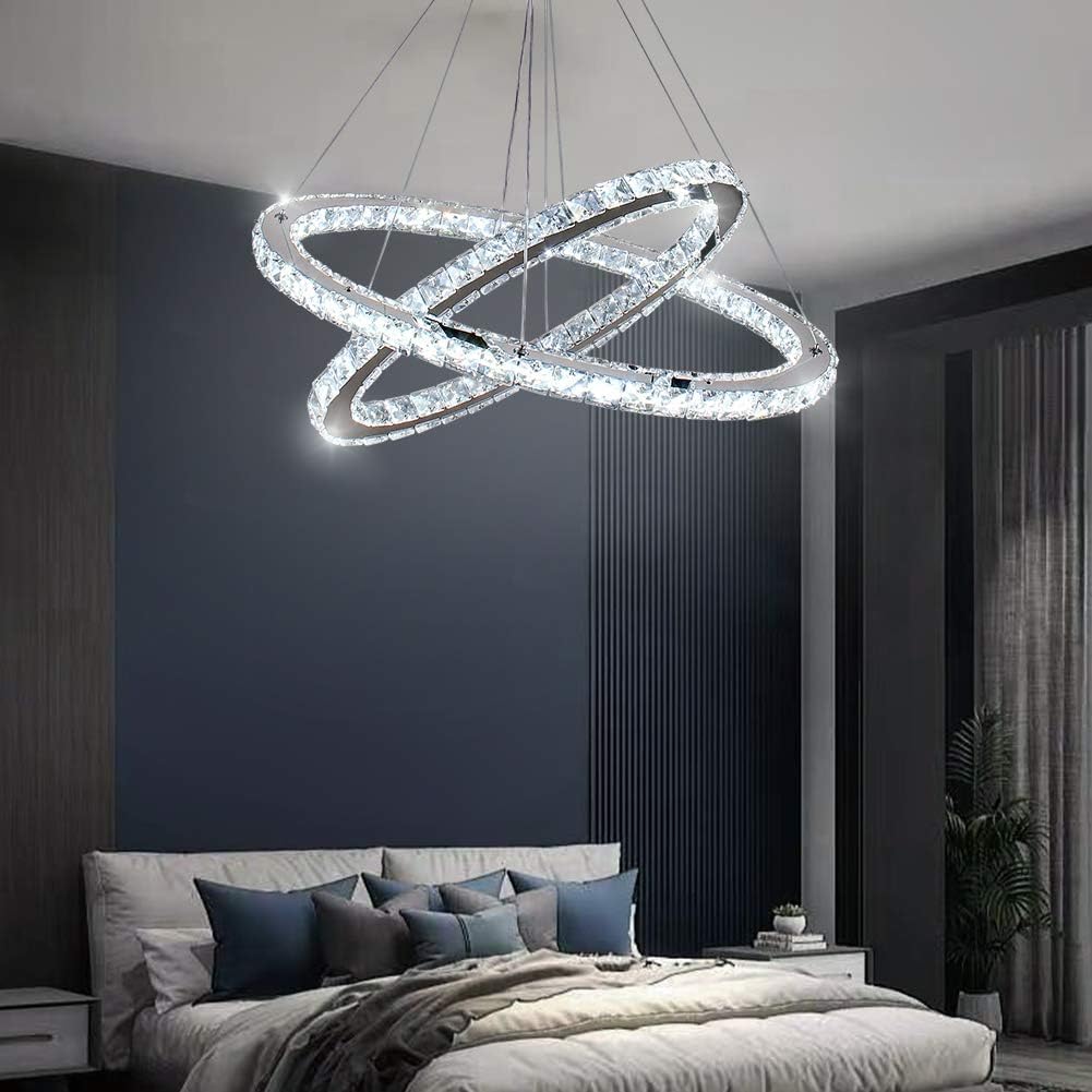 Lustra LED Cristal 2 Segmente Ovale Chrome Echivalent 600W Telecomanda
