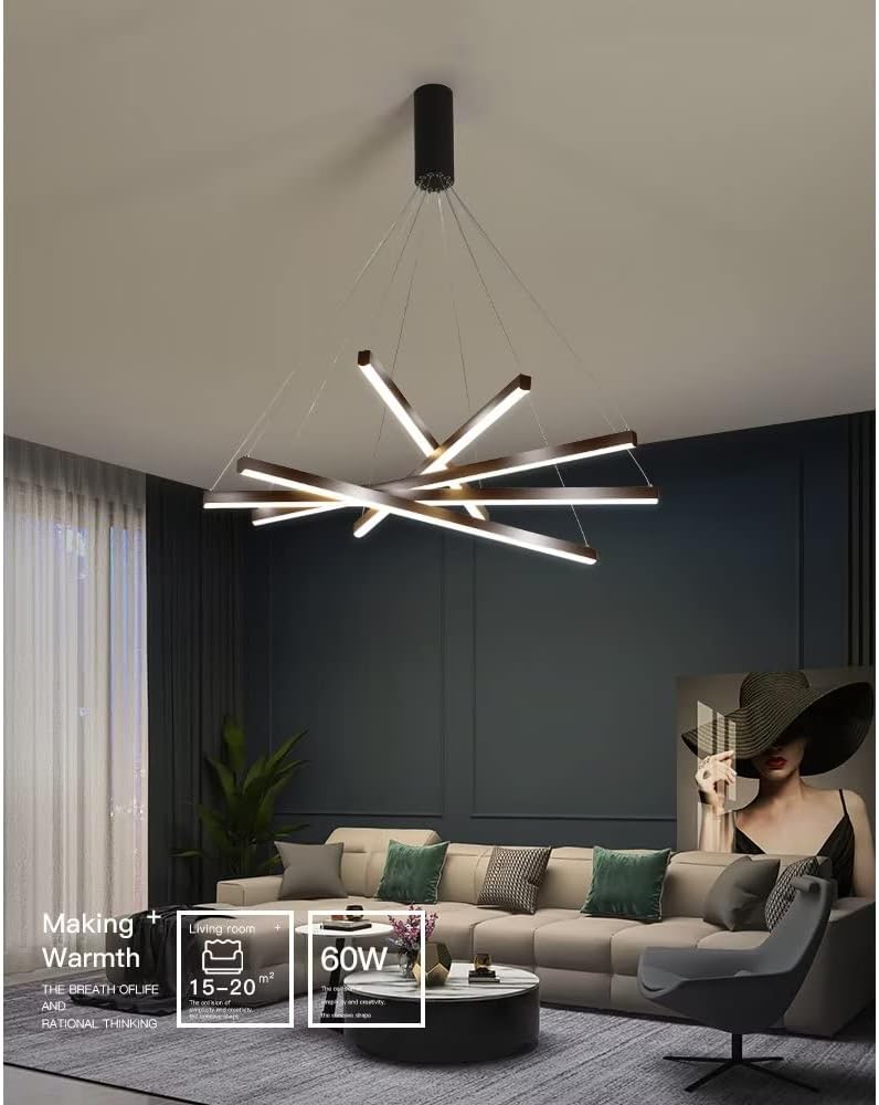 Lustra LED 5 Geometric BLACK Lines Suspendata Echivalent 500W