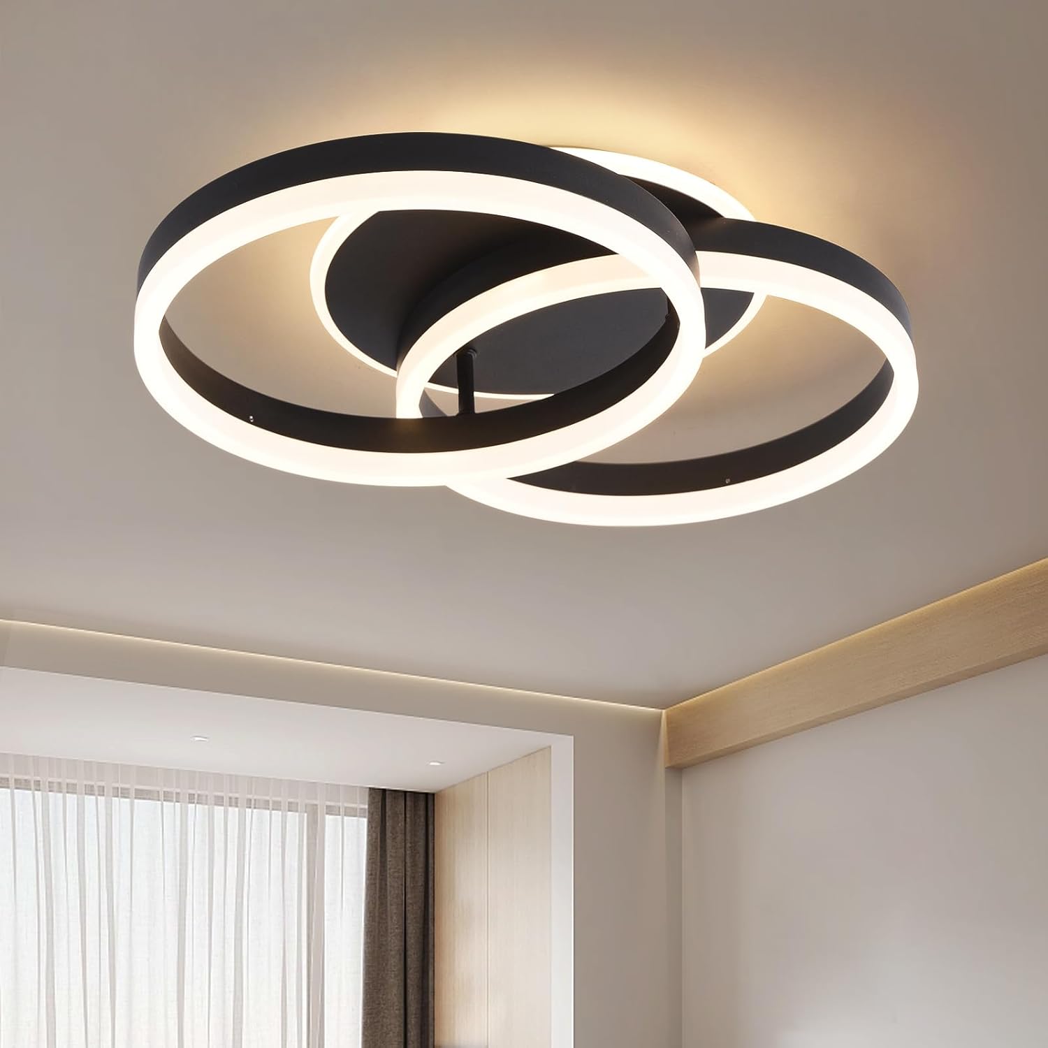 Lustra LED Beauty Black 1+1 Circle Echivalent 400W Telecomanda