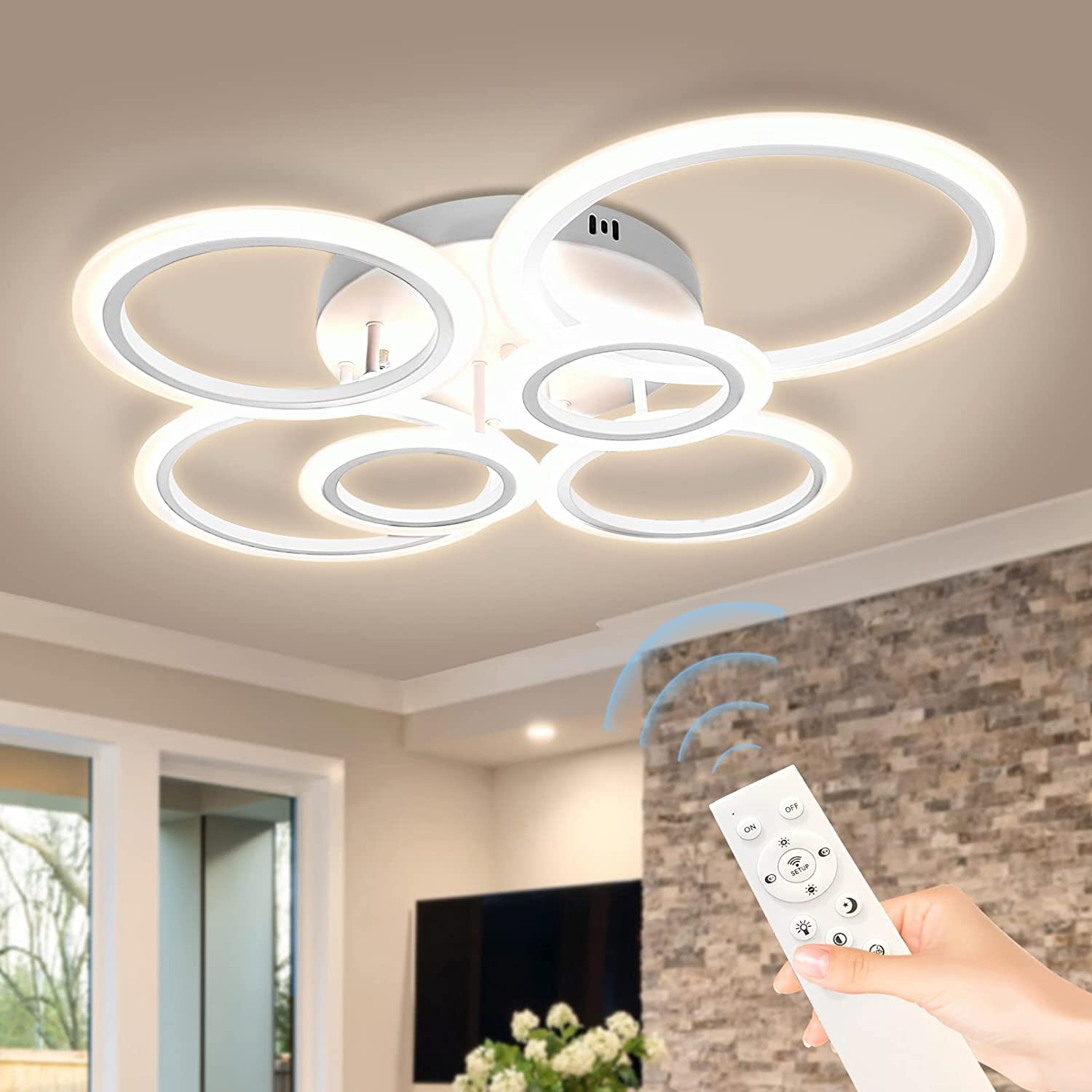 Lustra LED 4+2 CIRCLE MAXI Alb Echivalent 600W Telecomanda