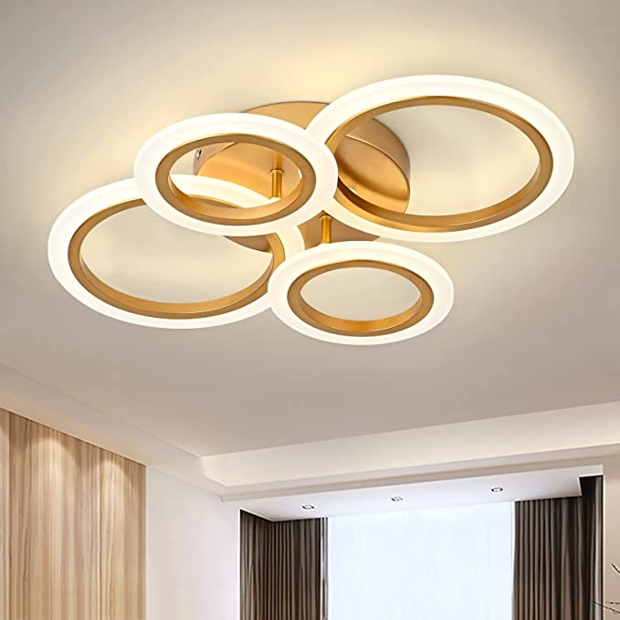 Lustra LED 2+2 CIRCLE GOLD Luxury Telecomanda Echivalent 400W