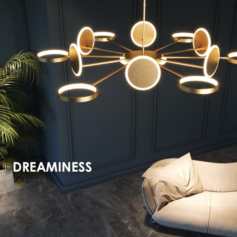 Lustra LED Gambit Gold 6+6+1 Brate reglabile Echivalent 800W Telecomanda