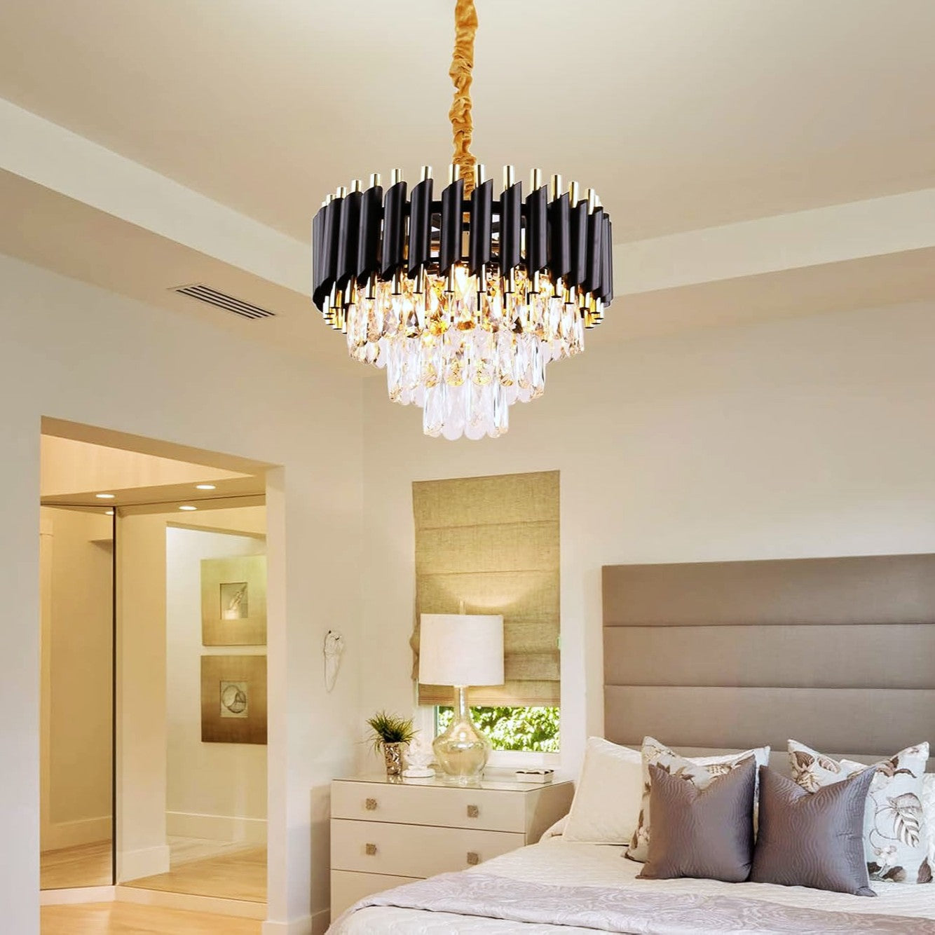 Candelabru Cristal BLACK PANTHER 300mm NEGRU + AURIU / CRISTAL / 30CM Chandeliers Crystal