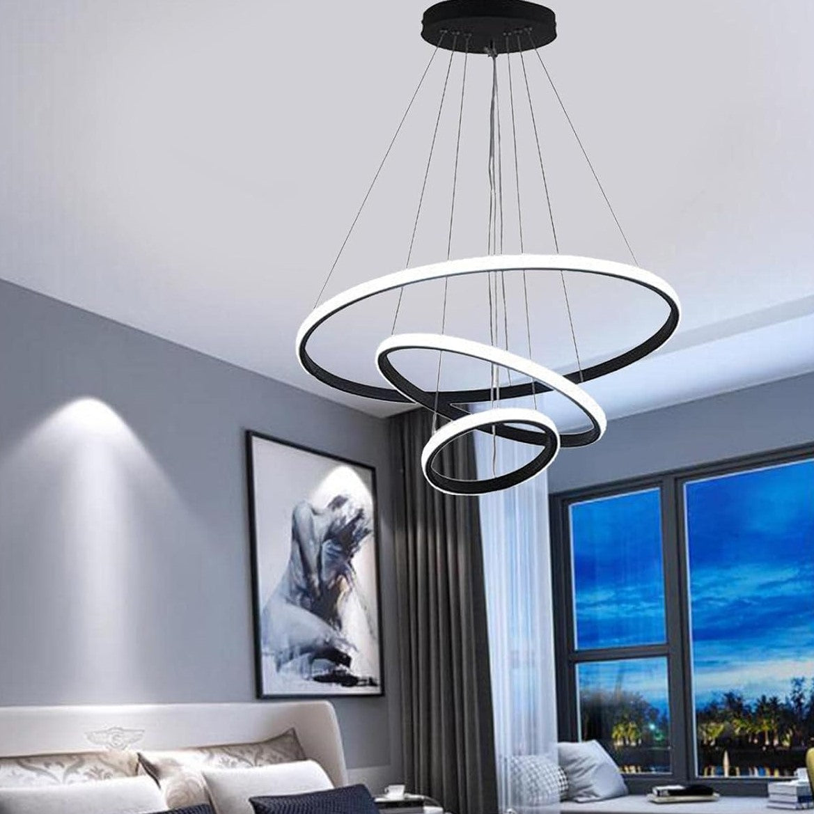 Lustra LED 96W Catalonia 3 Segmente Black Echivalent 400W