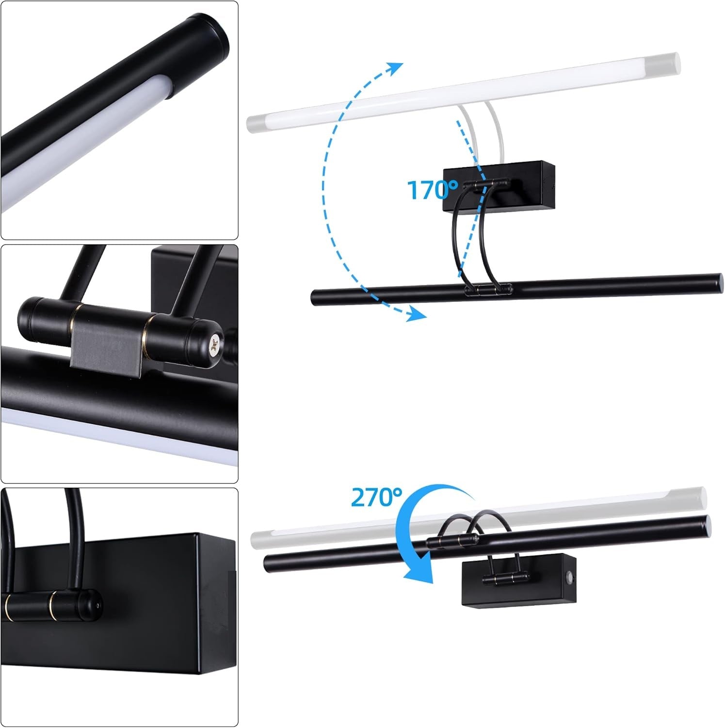 Aplica LED Baie 24W 60cm Neagra Reglabila C1309BK