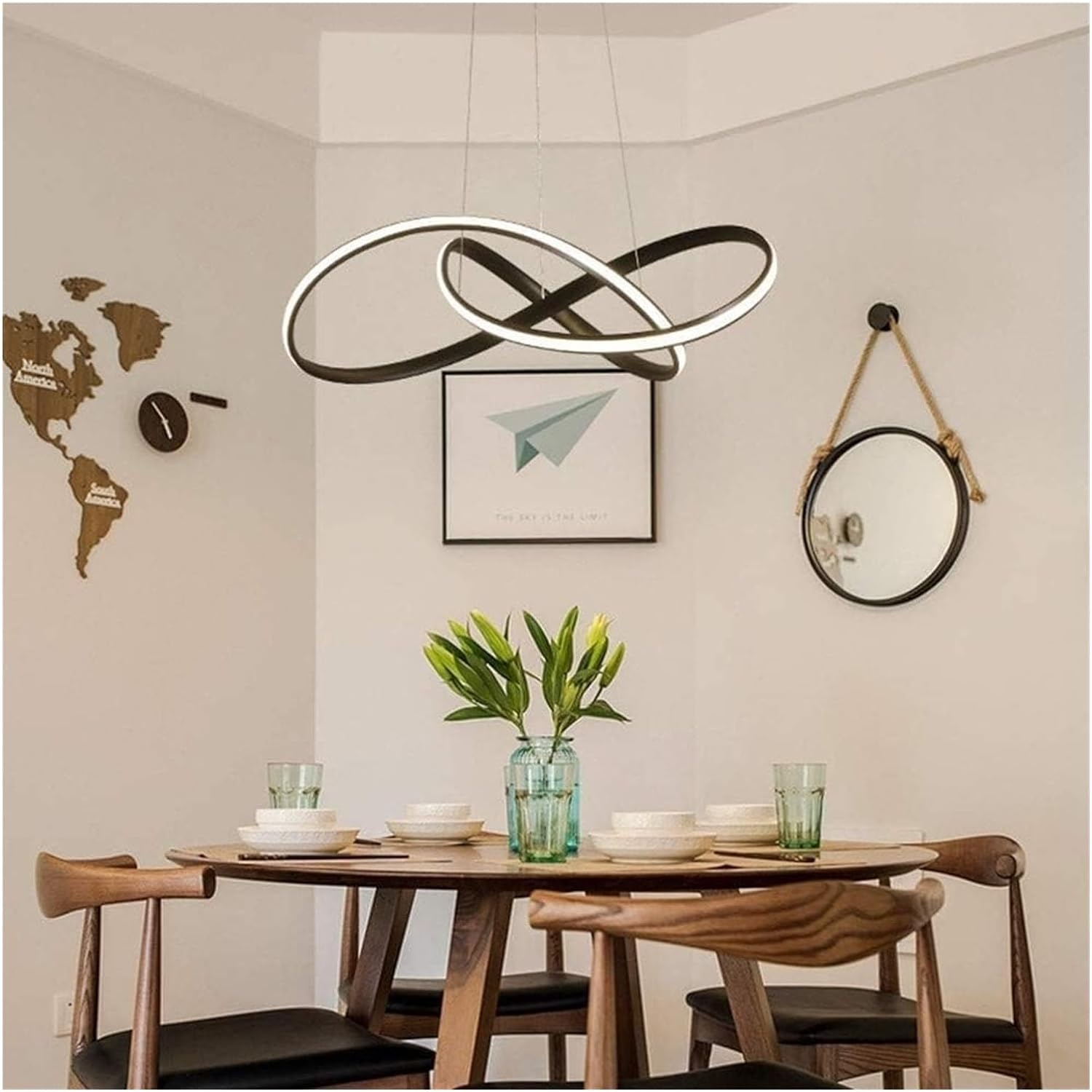 Lustra LED Suspendata INFINITY Black Telecomanda Echivalent 500W