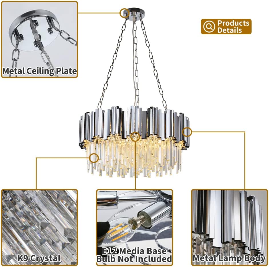 Candelabru Cristal GLORY SILVER 60CM Cu Lant