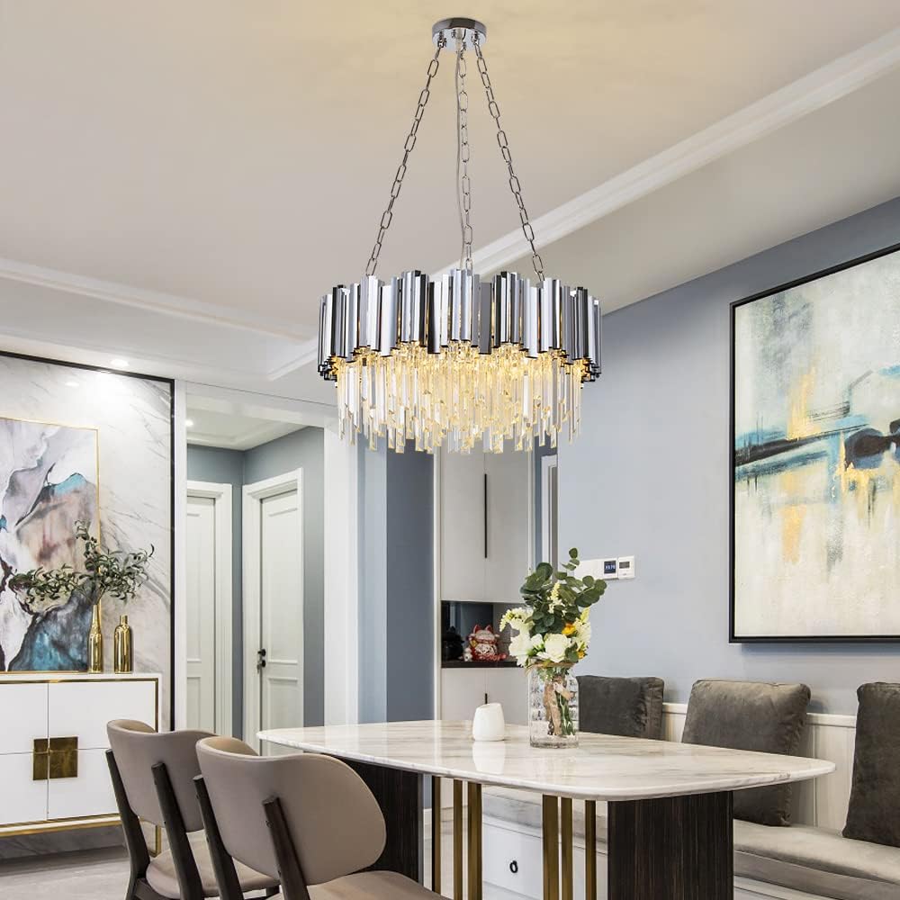 Candelabru Cristal GLORY SILVER 50CM Cu Lant