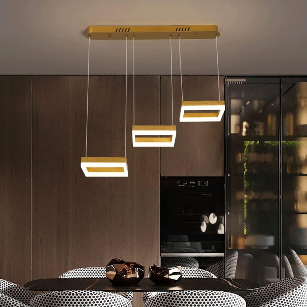 Lustra LED Suspendata Squares Auriu Echivalent 400W Telecomanda