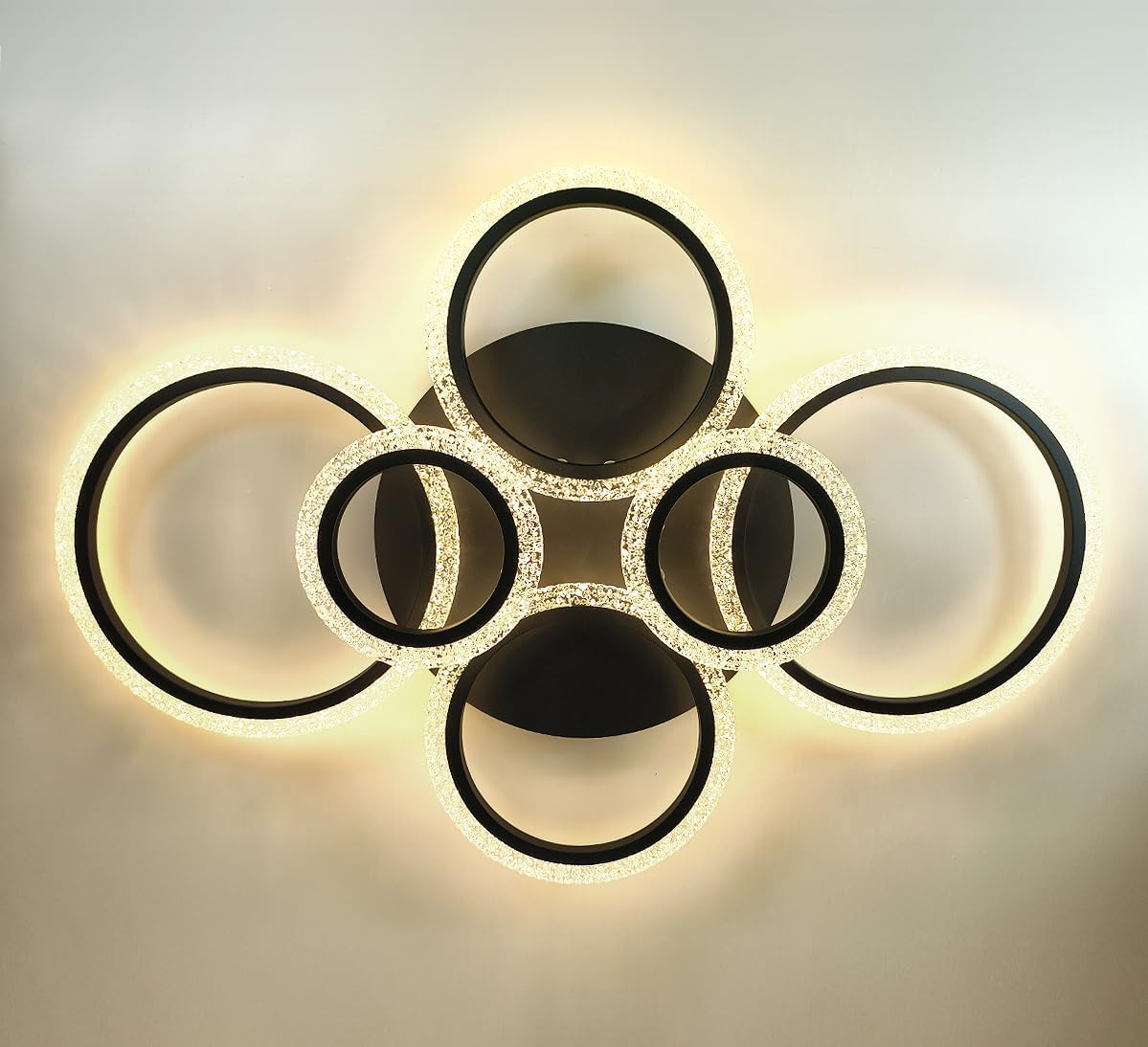 Lustra LED 4+2 CIRCLE Bubbles Black Echivalent 600W Telecomanda
