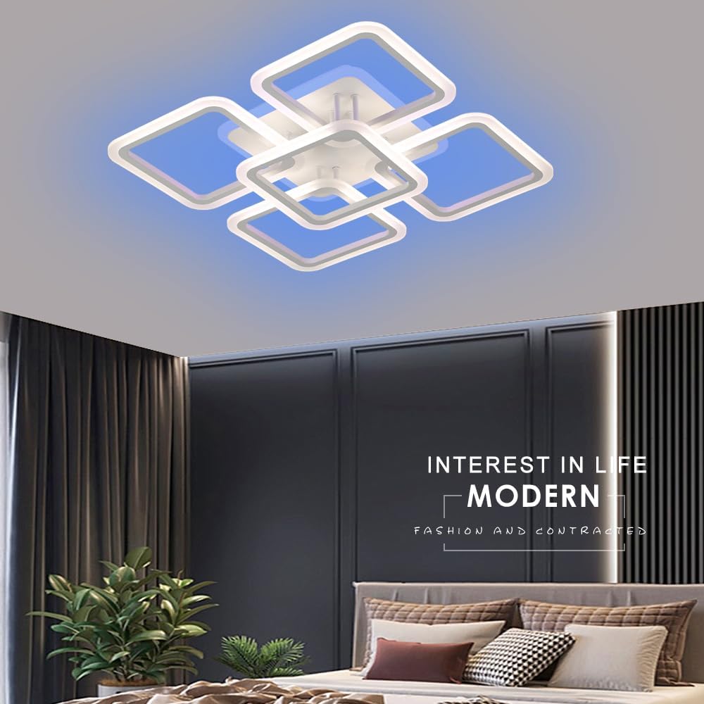 Lustra LED SQUARE RGB 55cm Echivalent 800W Telecomanda