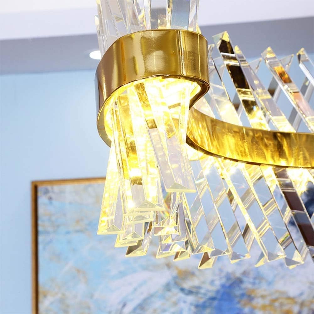 Lustra LED Suspendata Valdoria Gold Cristal Telecomanda 50CM